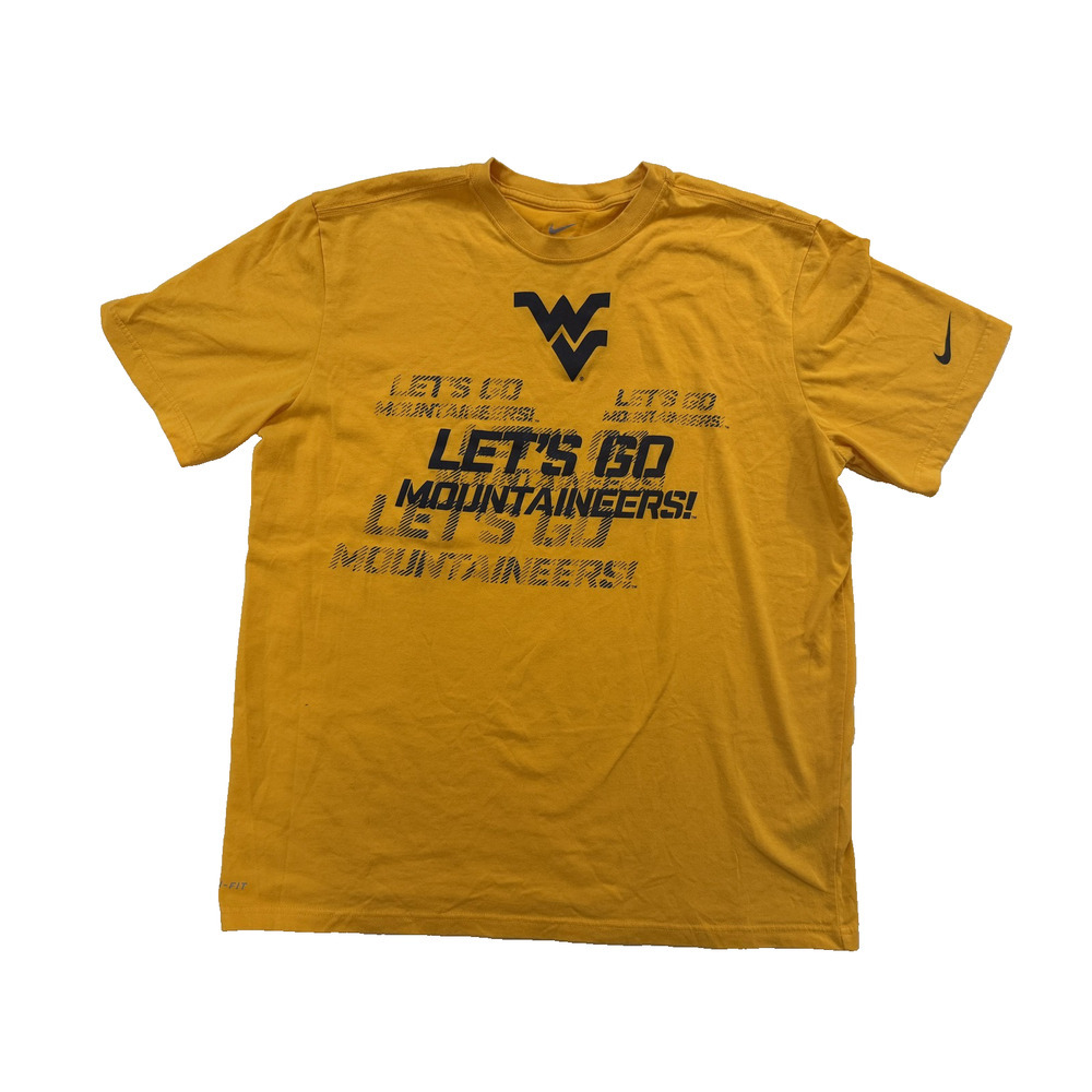 NIke West Virginia Mountaineers TShirt Mens XL Yellow NCAA Football Streetwear
